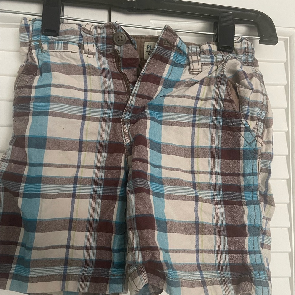 The Children's Place Plaid Shorts - Blue, Brown, and White